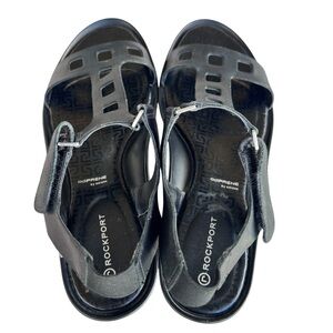 Rockport Women’s Black Leather Open-Toe Sandals – Size 7M | adiPRENE by Adidas